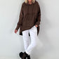 Casual long hoodie with thumbhole - mocha