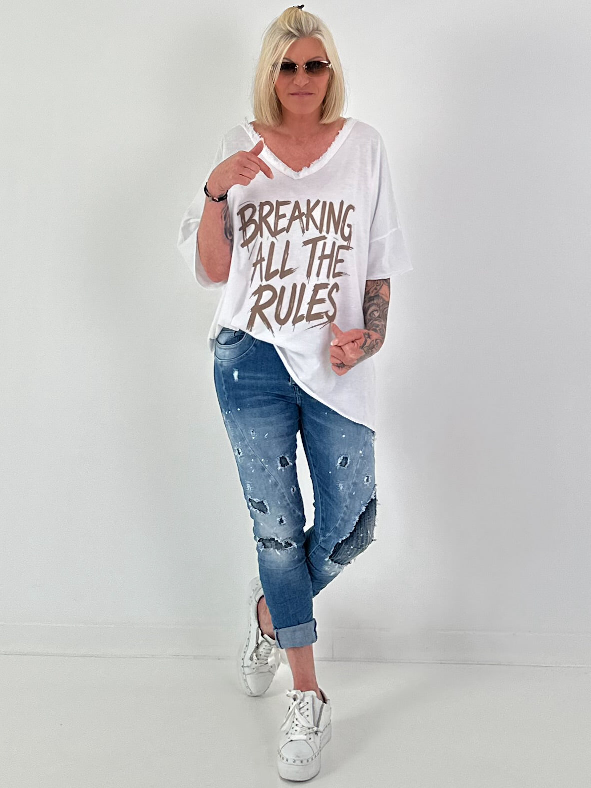 Oversized Shirt Breaking Rules - white