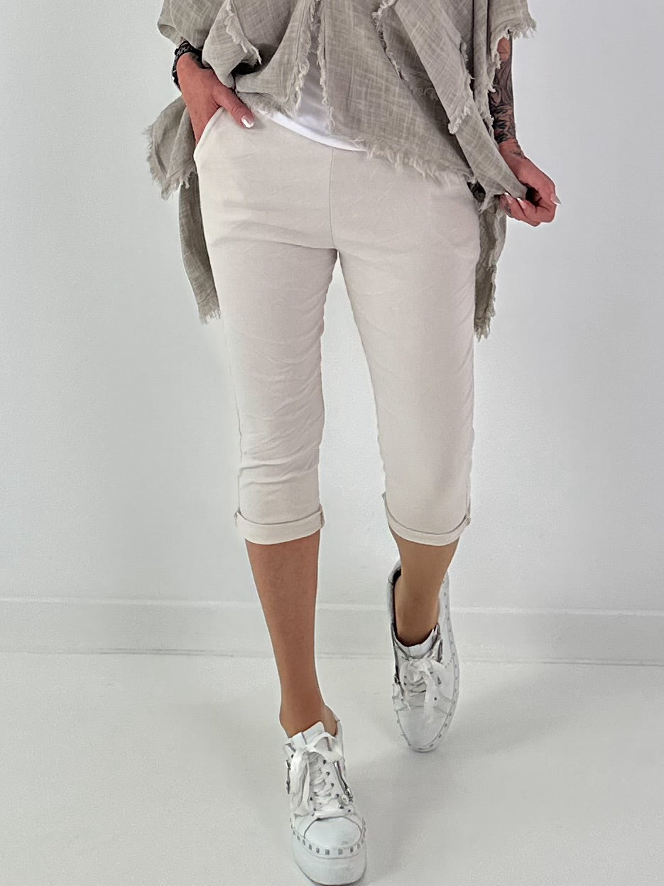Capri Hose mit Bindeband - beige
