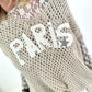 Crochet shirt with print - beige