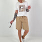 T-Shirt mit Front Comic-Print - weiss-braun