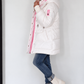 Winter jacket with cuffs and hood - white-pink