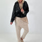 Vintage Blouson in leather look - black
