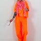Sweatpants with large side pockets - neon orange