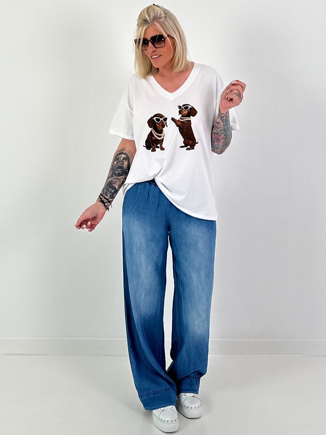 T-Shirt Dachshund - white