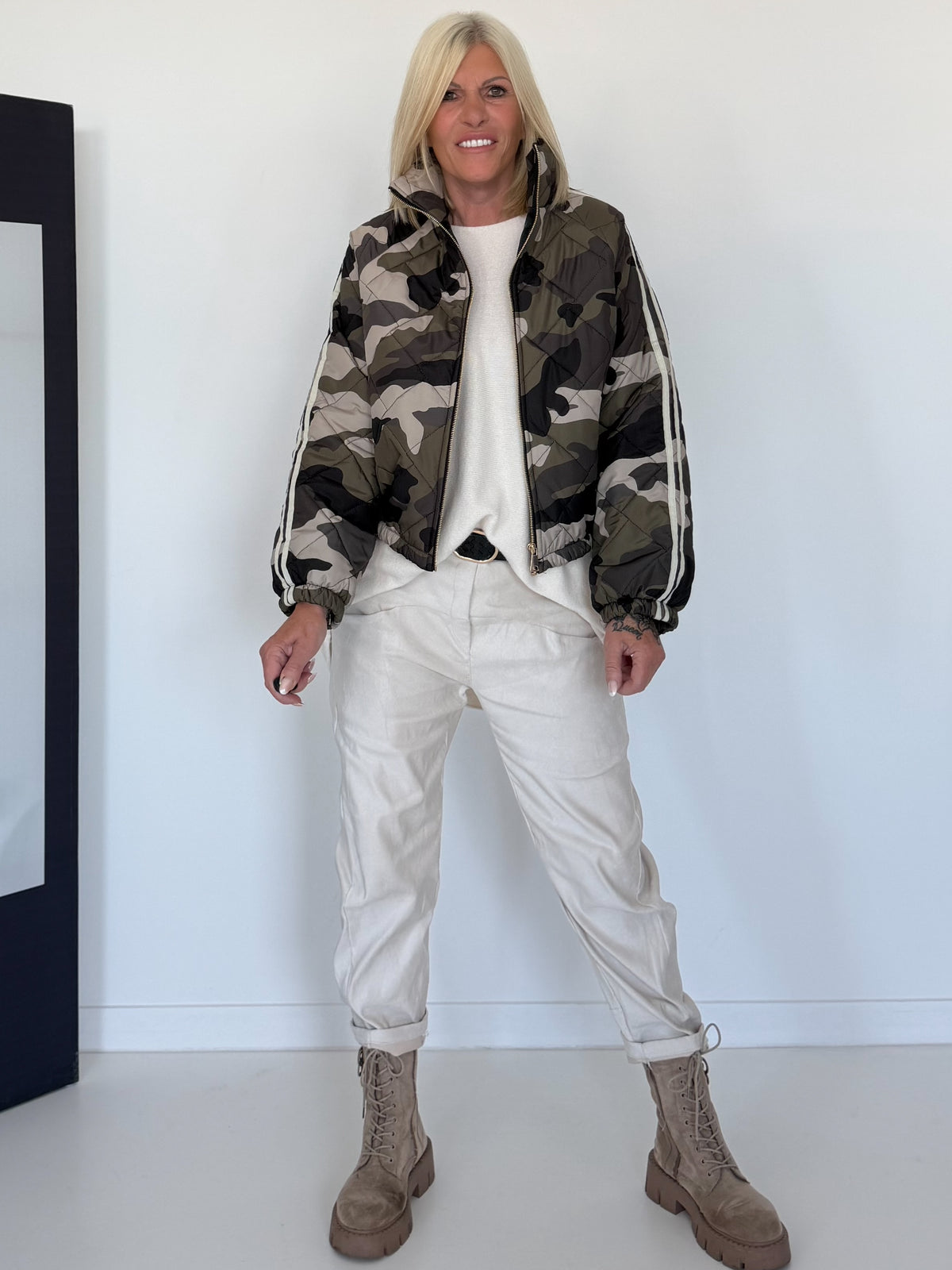 Bomberjacke im Camouflage-Look - oliv-beige-mehrfarbig