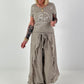 Wijde broek met bindstrook - taupe