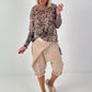 Pailletten Shirt mit Allover Leo Muster - beige-mehrfarbig