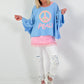 Oversized Shirt Peace - hellblau