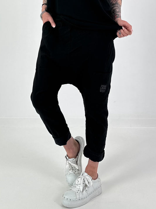 Baggy Trousers with Statement Patch - black