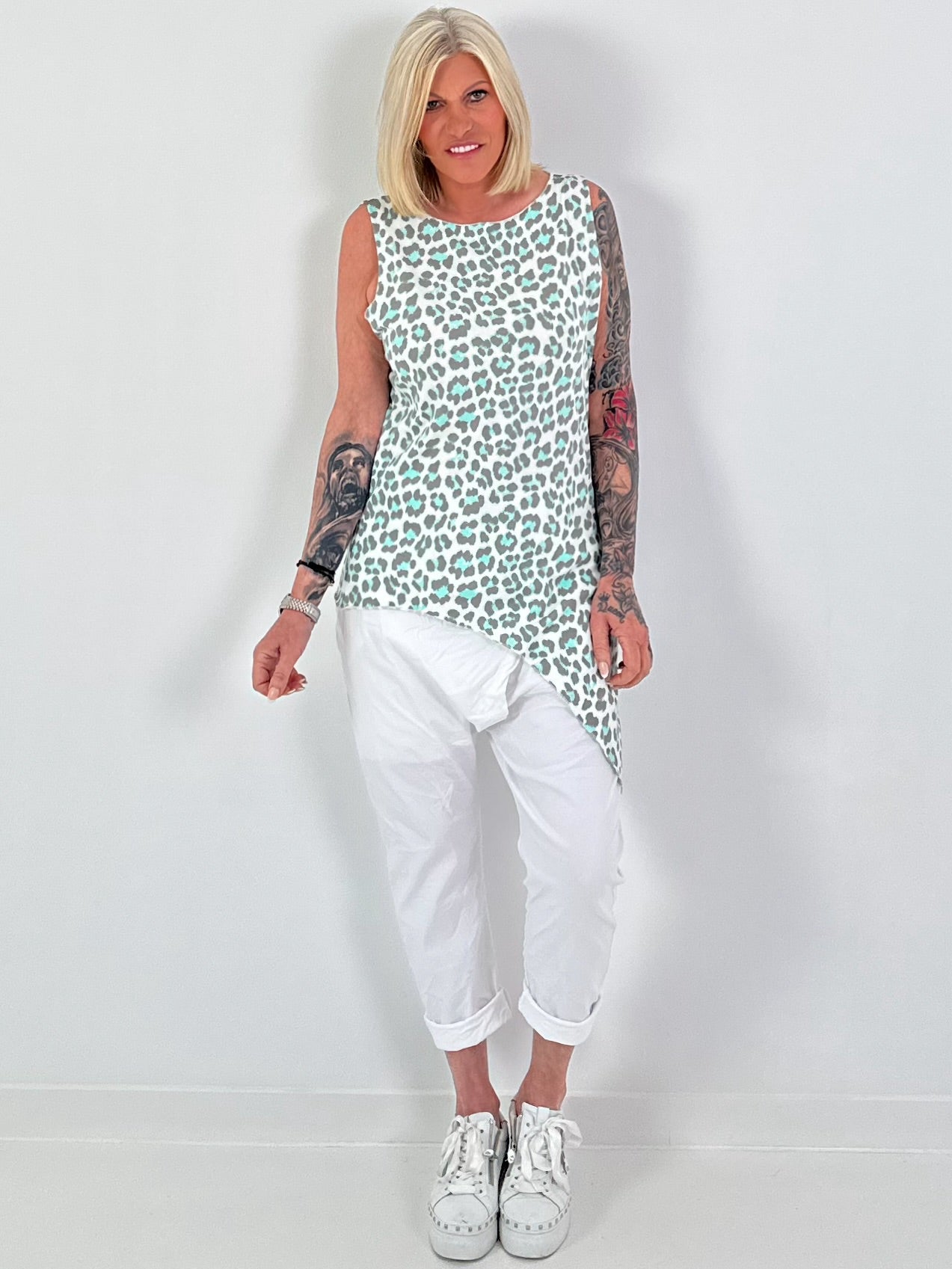 Long Top Leo asymmetrical - turquoise