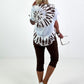 Batik Shirt - weiss-hellblau-dunkelbraun
