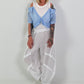 Ribbed top with blouse layering - white-light blue