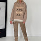 Oversized Hoodie Kopf Aus, Herz An! - taupe