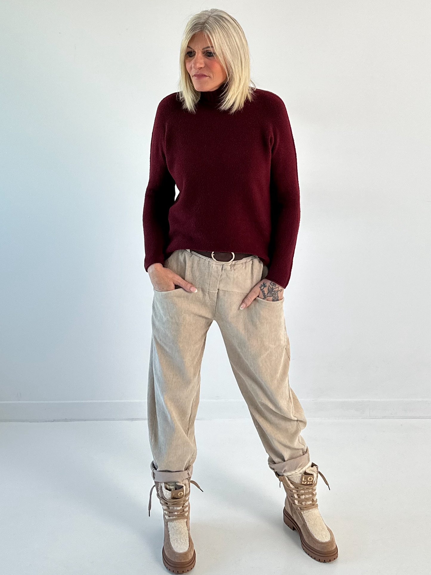 Trui model "Minimal Chic" - bordeauxrood