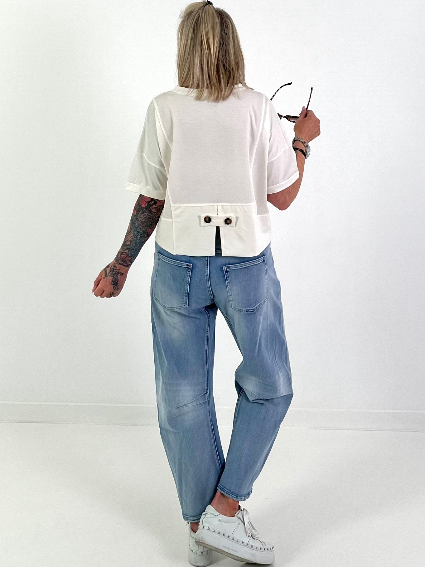 T-shirt with seam details - ecru