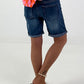 Jeans-Short mit umgeschlagenem Saum - dunkelblau