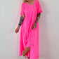 T-Shirt Kleid mit Ösen -neonpink