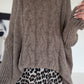 Pullover mit Stulpenärmeln und Zopfmuster - taupe