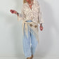 Boho Blouse with Crochet Collar - Beige