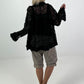 Jeansjacke mit floralem Netzeinsatz - schwarz ( lieferbar ab 26.05.26)