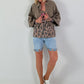 Sommer Crop-Jacke mit halben Arm - taupe