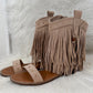 Boho Sandals with Fringes - beige