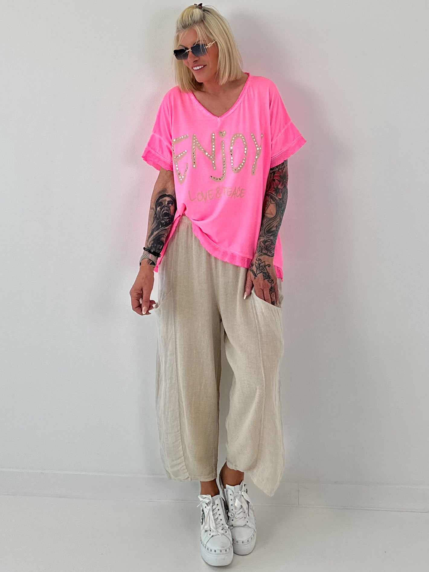 T-Shirt Smile - neon pink
