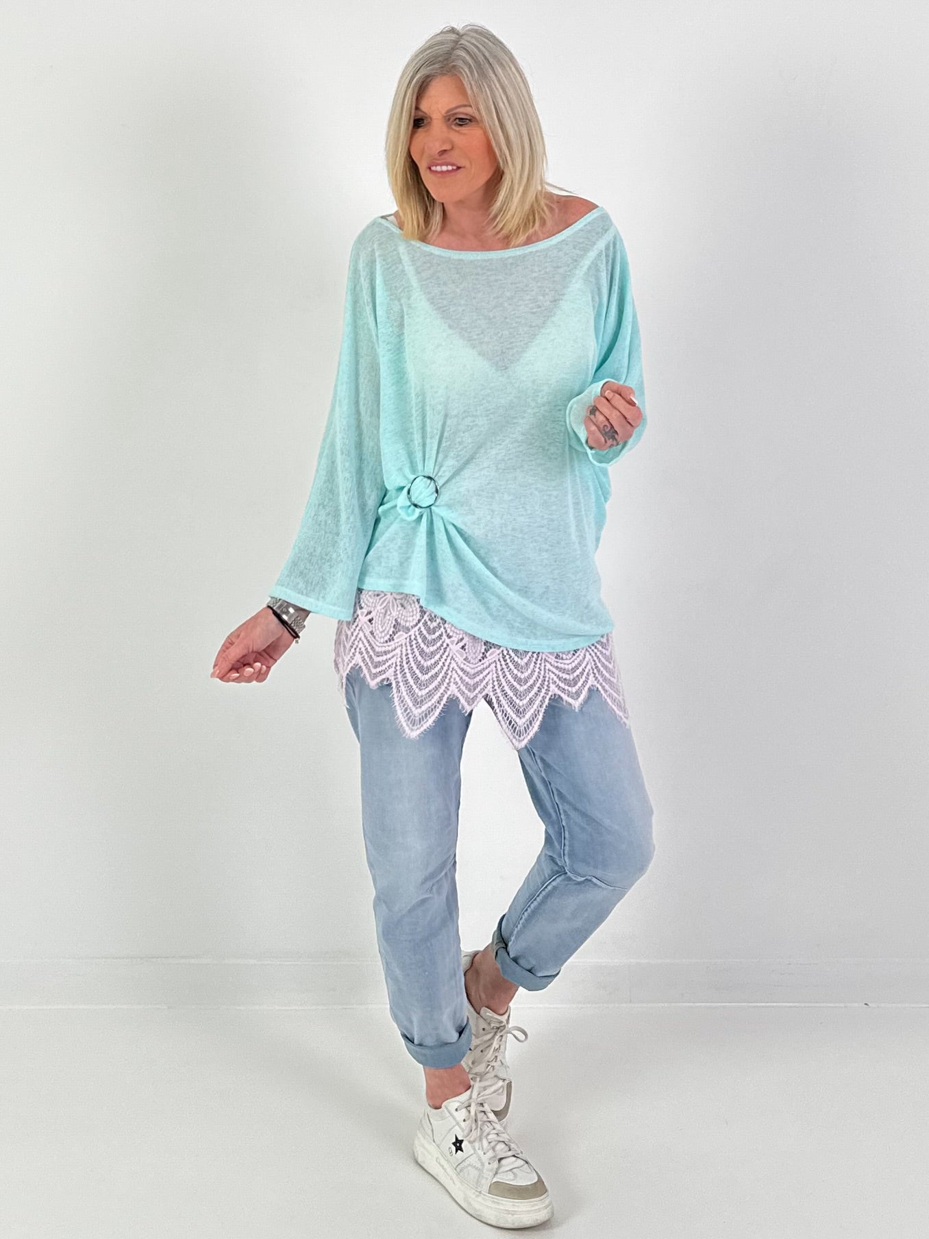 Leichter Oversized Pullover - mint