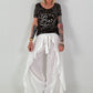 Wide Trousers with Tie Ruffle - White