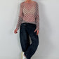 Mesh Shirt mit Punkten - taupe
