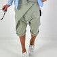 Kurze Baggy mit kleinen Ösen-Details - khaki