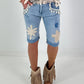 Denim Shorts with Crochet Patches