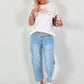 Fine Knit Dog Mom Shirt - white