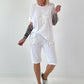 T-Shirt mit Häkelstern-Nieten-Cut-Outs - weiss