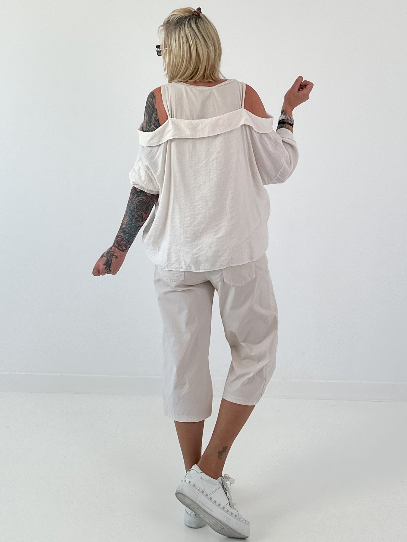 Tunika mit integrierten Top - beige