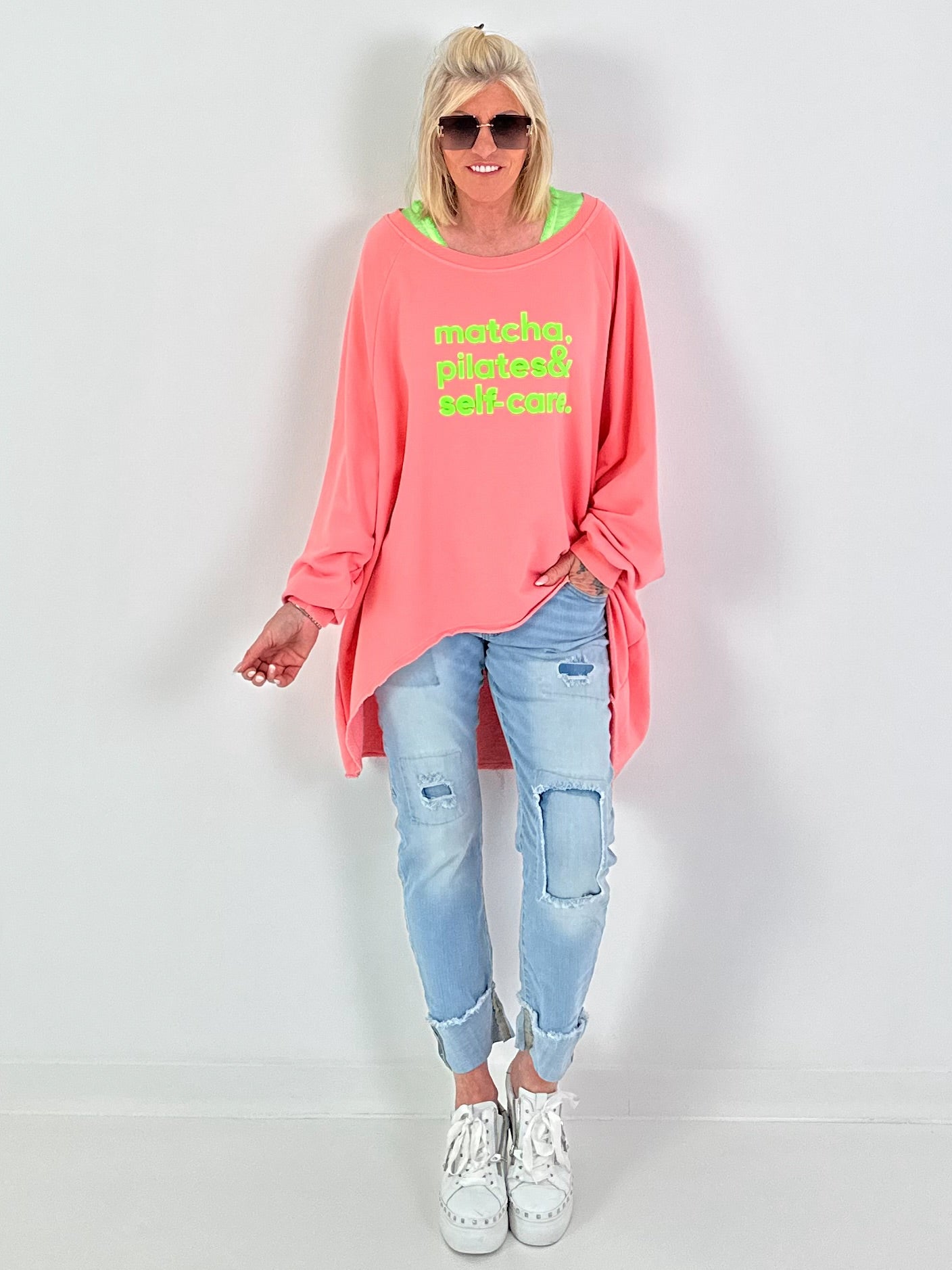 Oversized Sweater Matcha & Pilates - coral