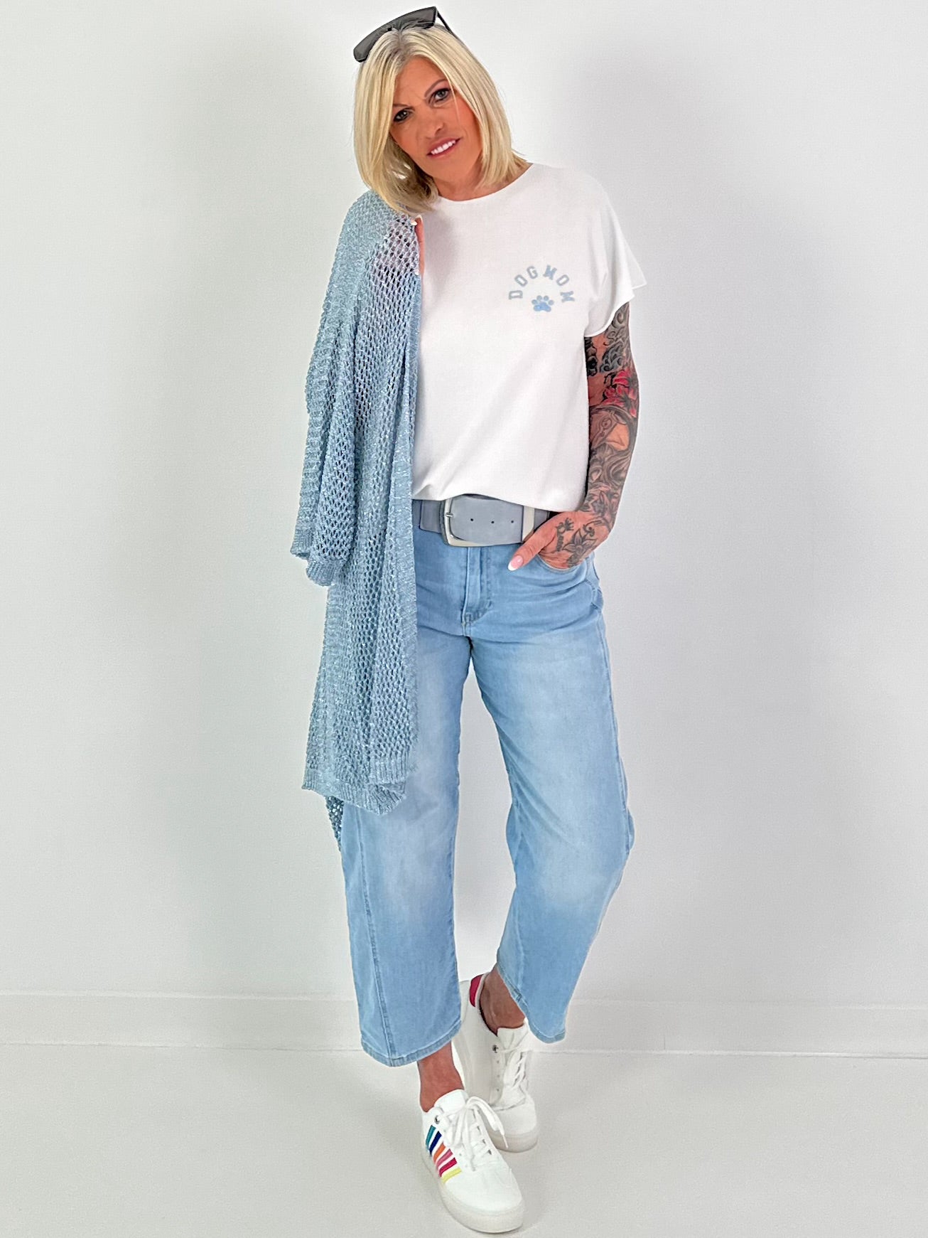Crochet Jacket with Lurex - light blue