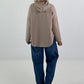 Hoodie mit Leo Bändchen und Teddyplüsch Print - beige