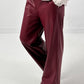 Trousers in leather look model "Smooth Faux" - bordeaux
