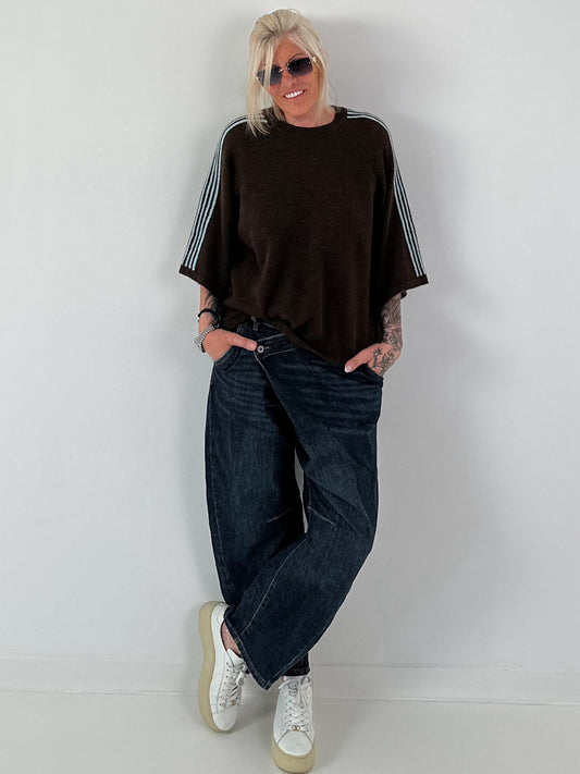 Pullover mit halbem Arm - mokka
