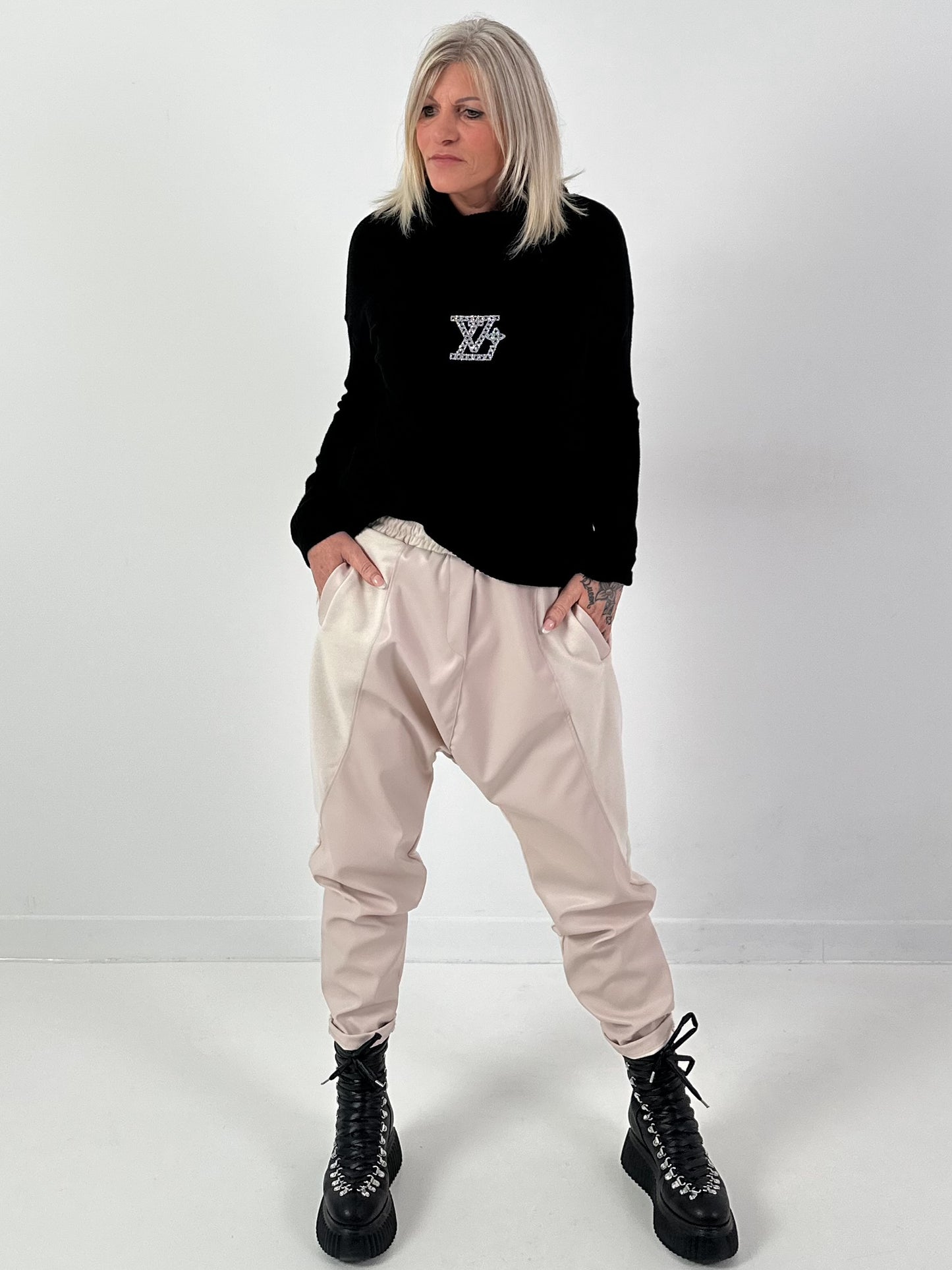 Baggy trousers model "Love Duo" - beige