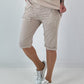 Sweat Short mit Häkelstern und  Nieten - beige