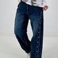 Jeans with vertical button placket - denim