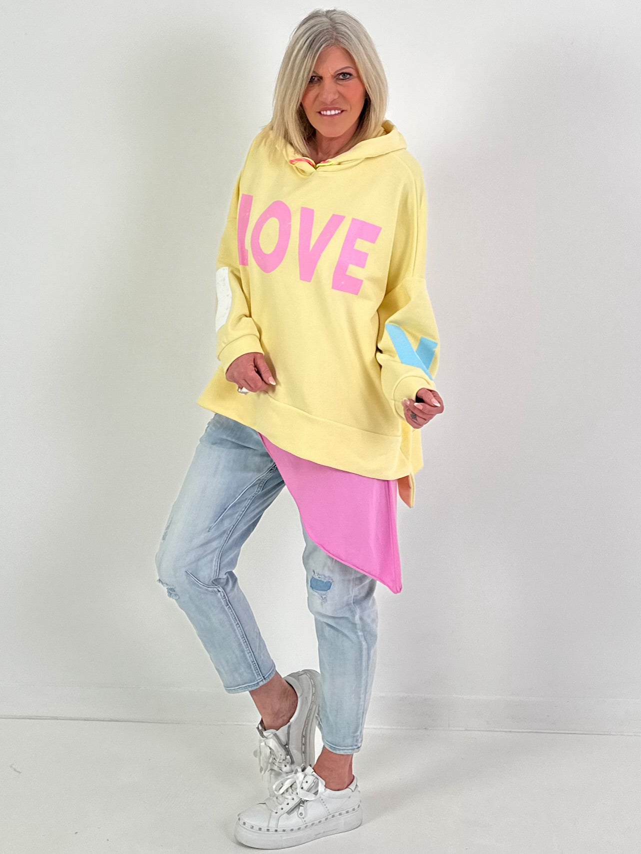 Oversized hoodie Love - geel