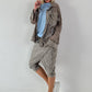 Jeansjacke mit Leo und floralem Netzeinsatz - taupe