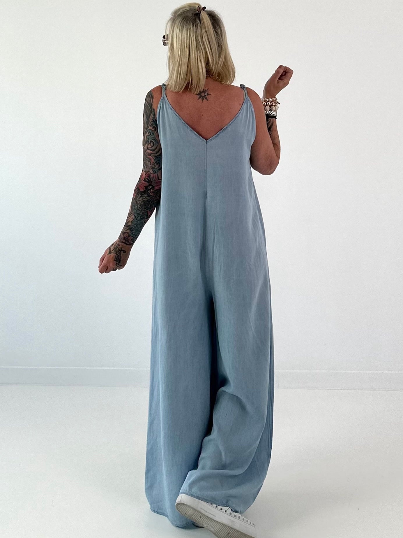 Lichte spijker jumpsuit - lichtblauw