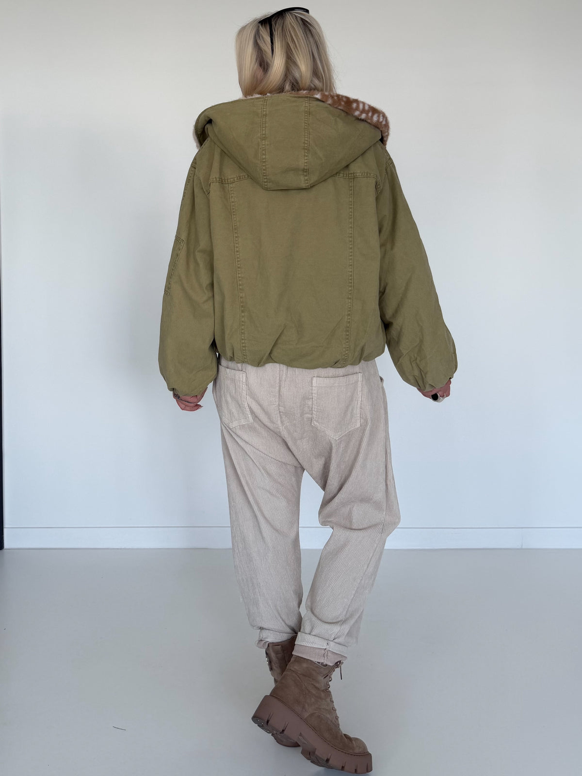 Bomberjacke mit Fake Fur Einsatz - khaki-mehrfarbig