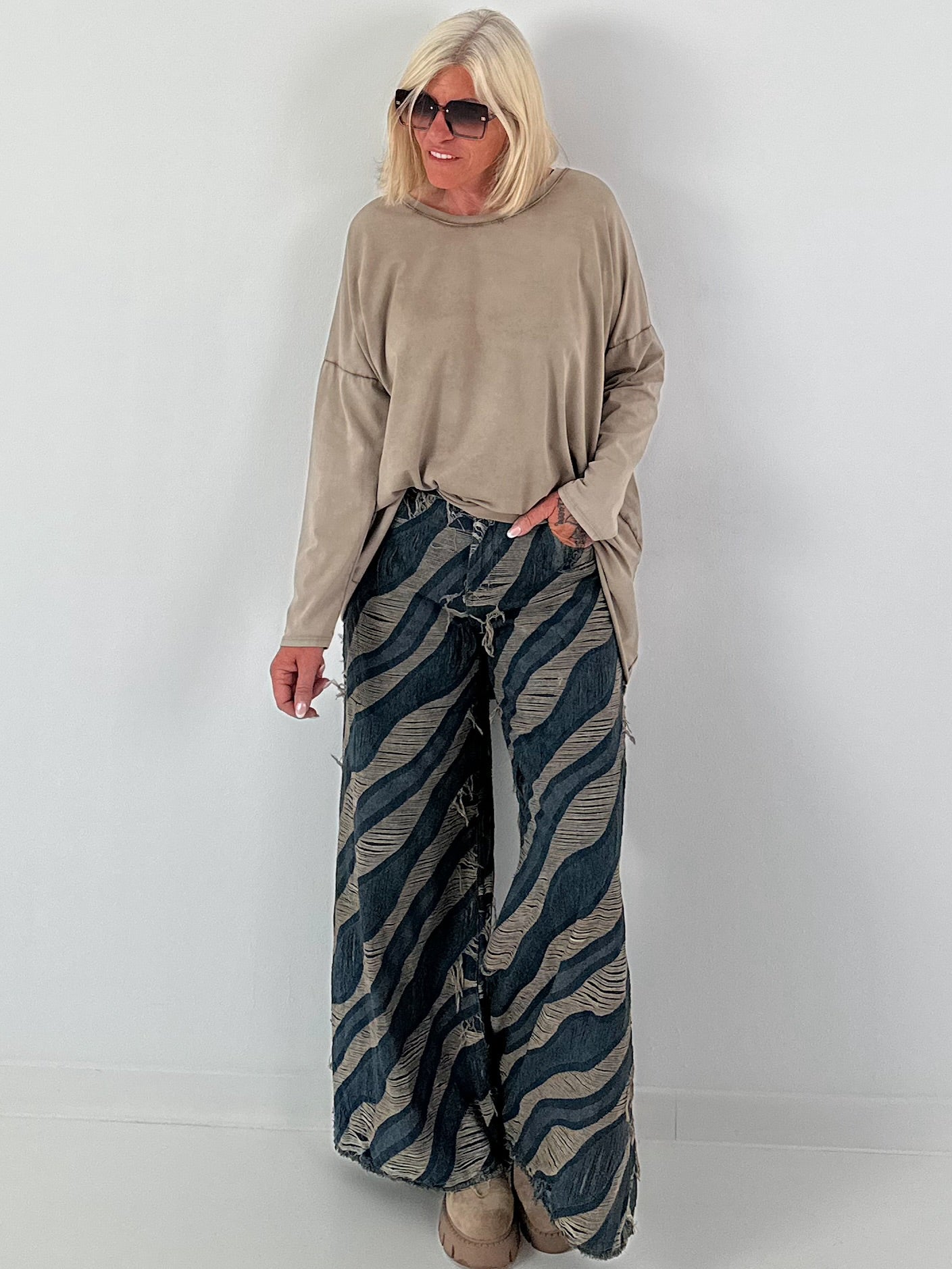 Oversized Shirt stone washed - mude