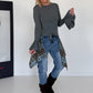 T-shirt with small trumpet sleeves - anthracite